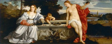 聖なる愛と世俗的な愛 ティツィアーノ ティツィアーノ Oil Paintings